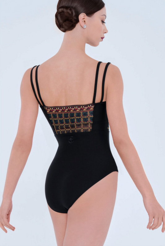 Mirage Embroidery Zip Front Camisole Leotard - Wear Moi