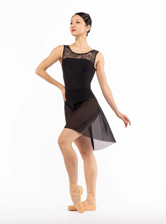 Back Tuck High-Low Mesh Skirt - Elevé